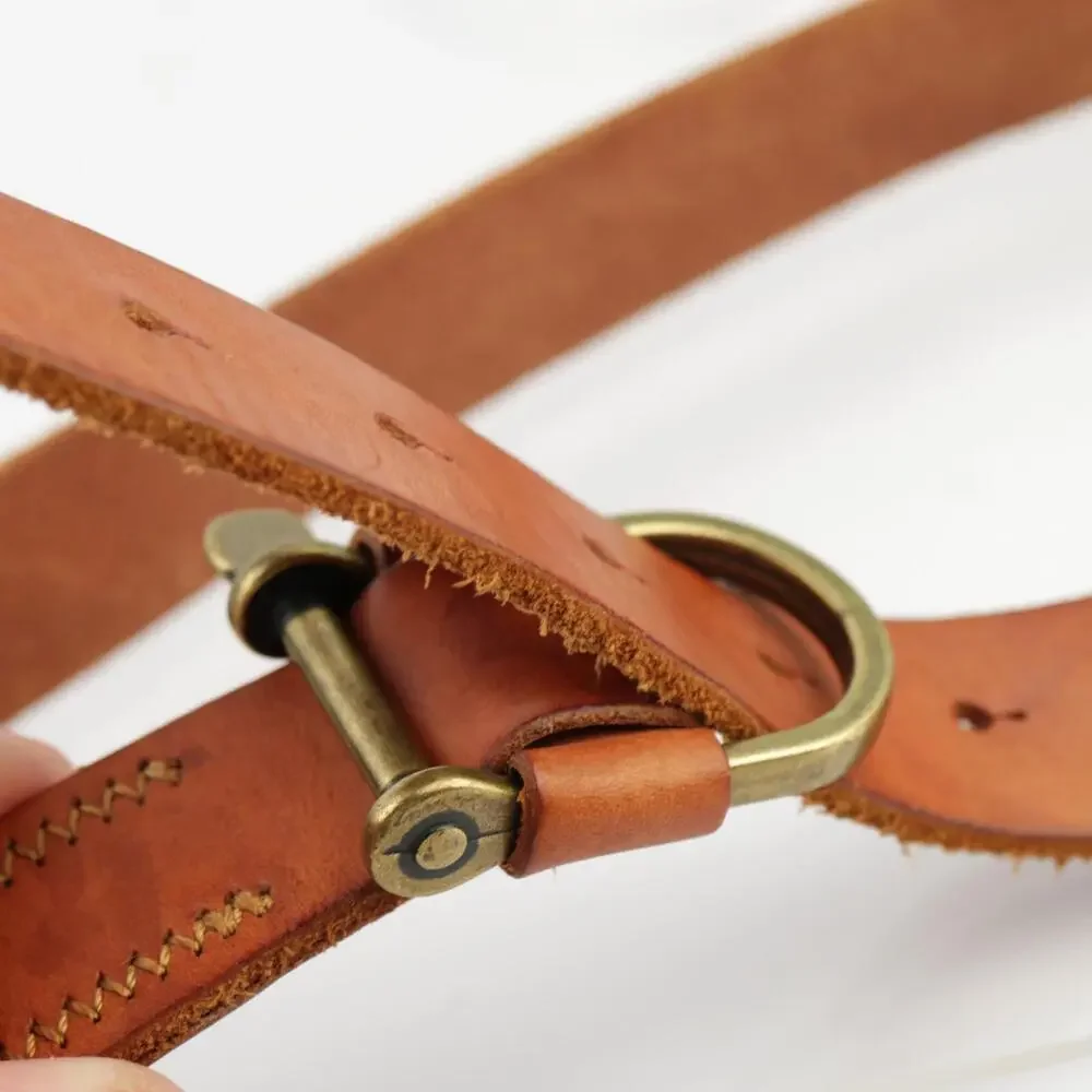 Lands End Womens Belt Size 34 Medium Tan Leather Vintage Snap Prong‎ Buckle Boho